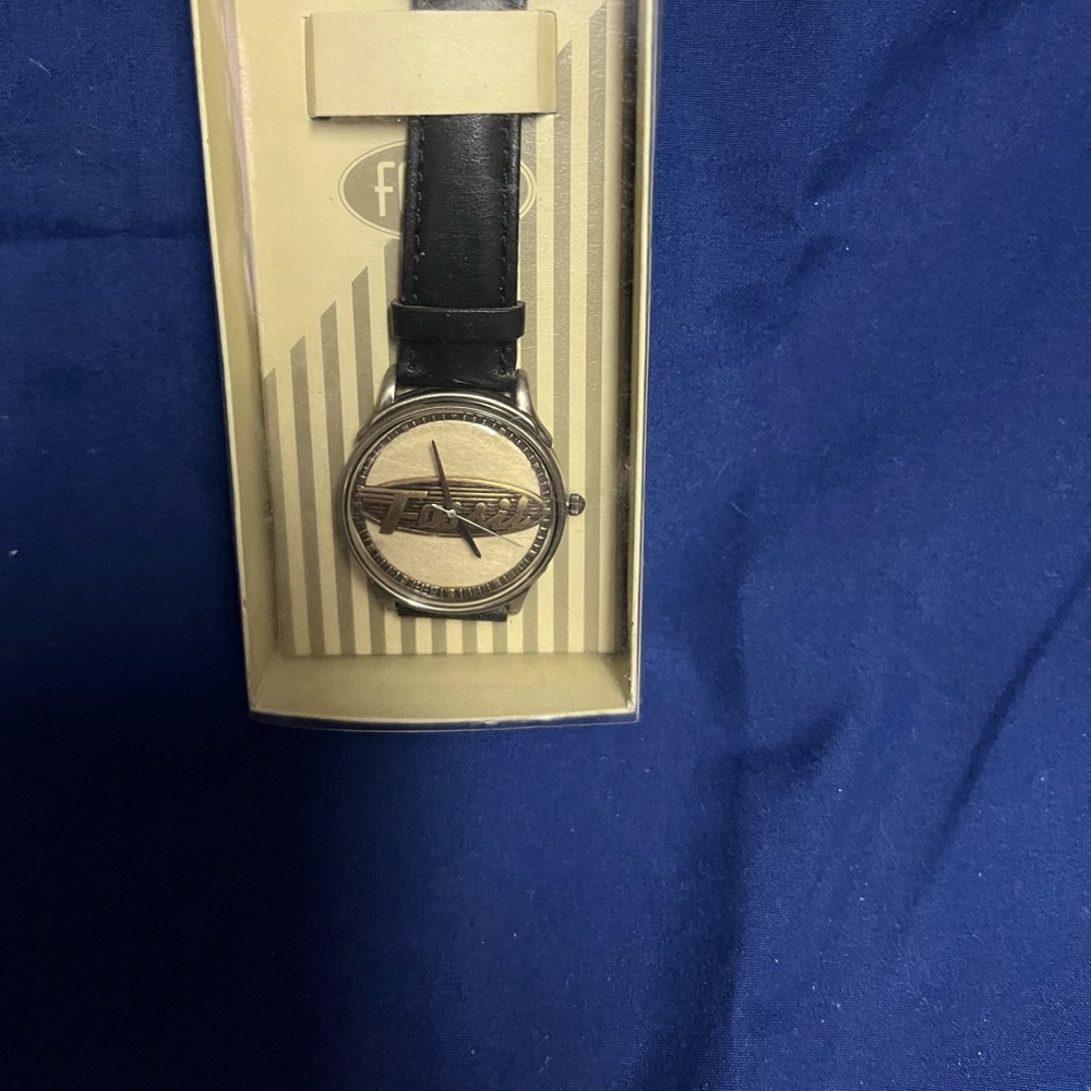 Black Leather Strap Watch with Silver Accents